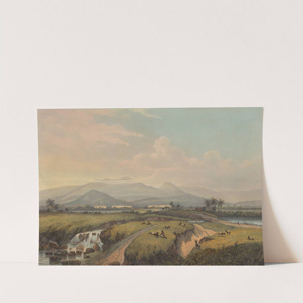 Gezicht op gebergte op Java Gezicht op het Kawische gebergte en op de tabaks onderneming (1869) by Johan Conrad Greive