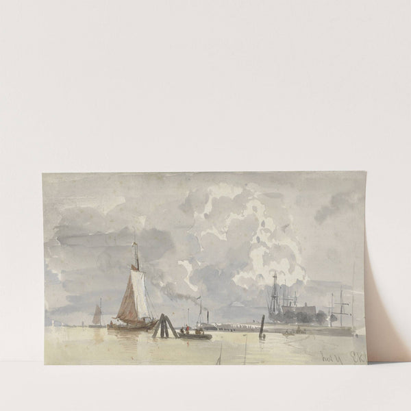 Gezicht op het IJ te Amsterdam (1827 - 1892) by Everhardus Koster