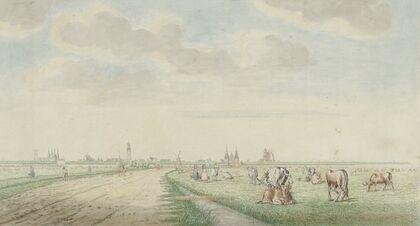 Gezicht op Kampen van de landzijde