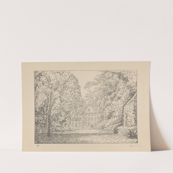 Gezicht op kasteel Duivenvoorde vanuit de tuin Duivenvoorde I (1929) by Simon Moulijn