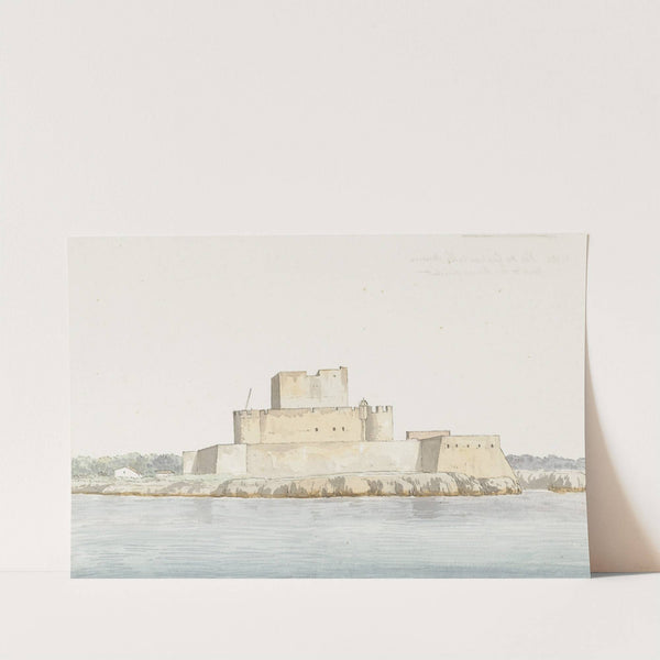Gezicht op kasteel van San Mauro la Bruca vanaf zee bij aankomst (1778) by Abraham-Louis-Rodolphe Ducros