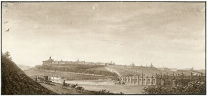 Gezicht op Madrid en de brug van Toledo