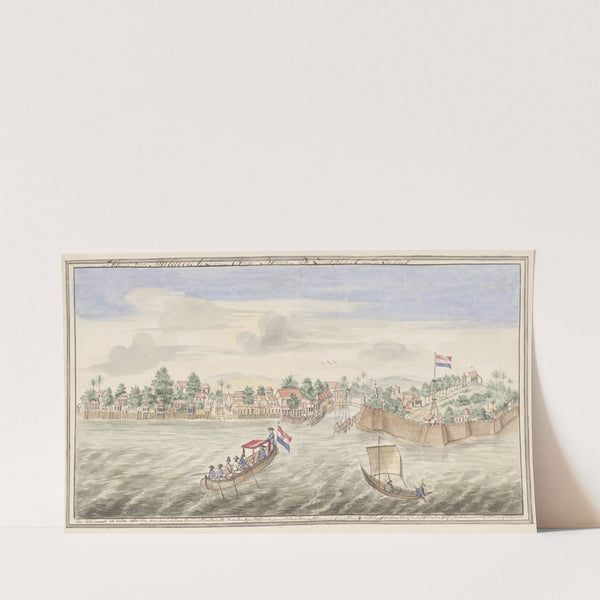 Gezicht op Malakka vanaf zee (1764) by Jan Keldermans