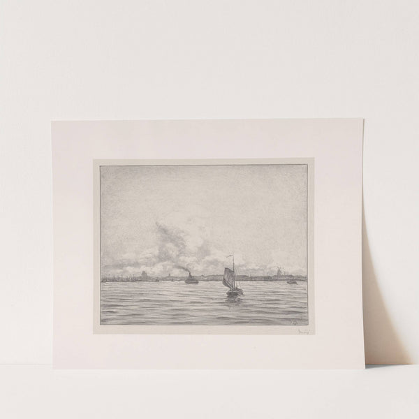 Gezicht op Rotterdam over het water (1910) by Simon Moulijn