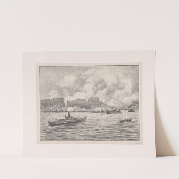 Gezicht op Rotterdam vanaf het water. (1910) by Simon Moulijn