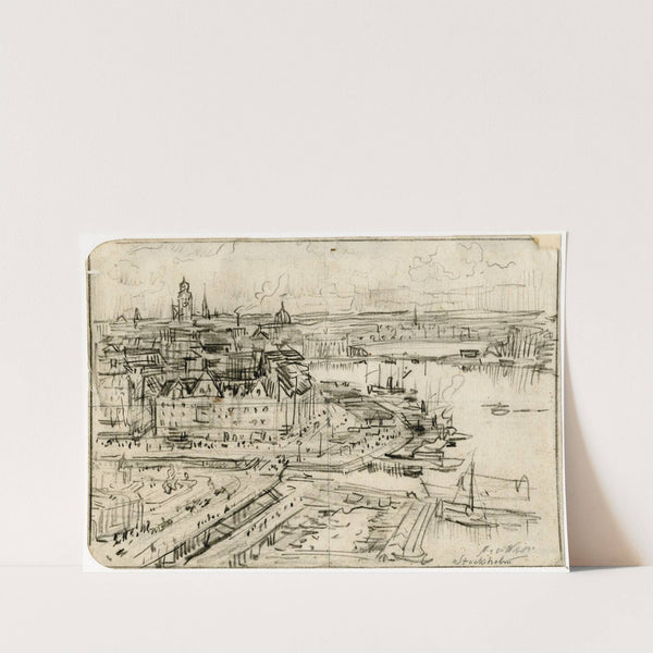 Gezicht op Stockholm in vogelvlucht by Nicolaas van der Waay