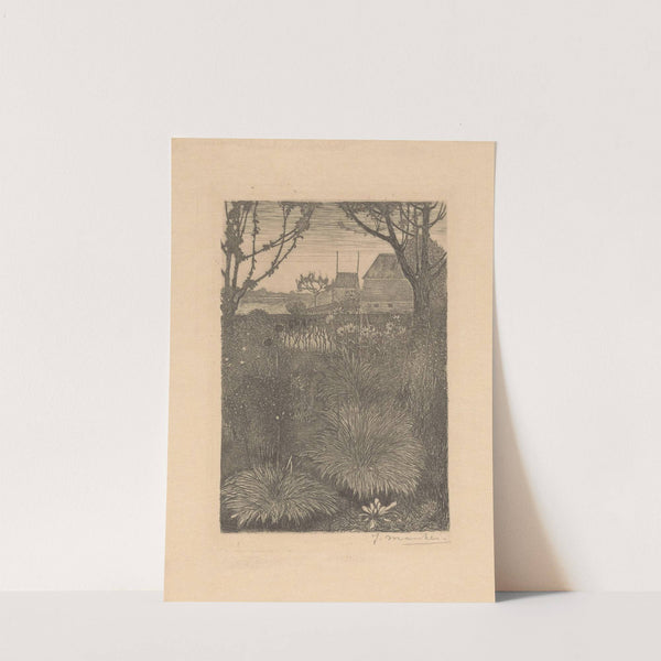 Gezicht op tuin met struiken en zonnebloemen Herfsttuin (1916) by Jan Mankes