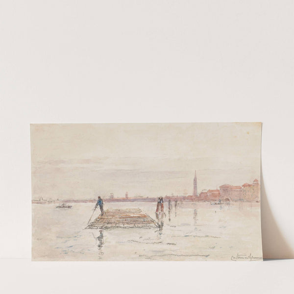 Gezicht op Venetië vanaf het water, met op de voorgrond in het water een houten vlot (1888) by Carel Nicolaas Storm van '''s-Gravesande