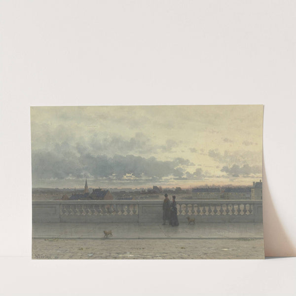 Gezicht vanaf een terras over Brussel, in avondschemering by Willem de Famars Testas