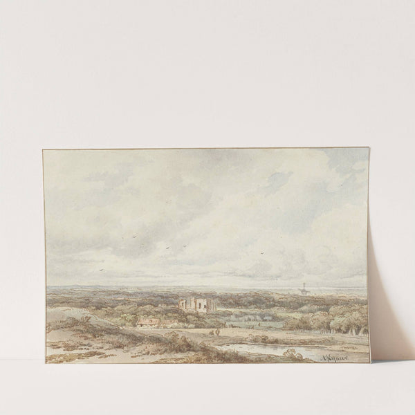 Gezicht vanuit de duinen op de ruïne van Brederode by Arnoldus Johannes Eymer