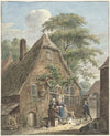 Gezin voor een boerenwoning