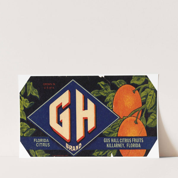 GH Brand Florida Citrus Label (1930-1950)