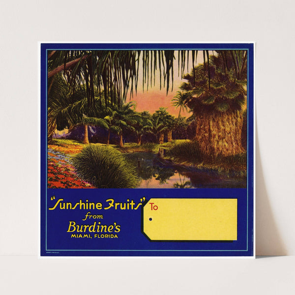 Gift Box Label for ‘Sunshine Fruits’ from Burdine’s (1930)