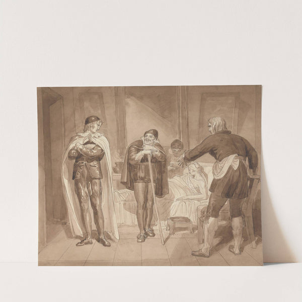 Gil Blas, While Practising Medicine under Dr. Sangrado, Encounters Dr. Cuchillo at the Bedside of the Grocer by Joshua Cristall