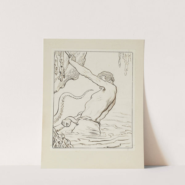 Gilliatt et la pieuvre – dessin pour la vignette de couverture. (1920-1921) by Achille Granchi-Taylor