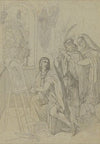 Giotto, von zwei vornehmen Florentinern beim Malen bewundert