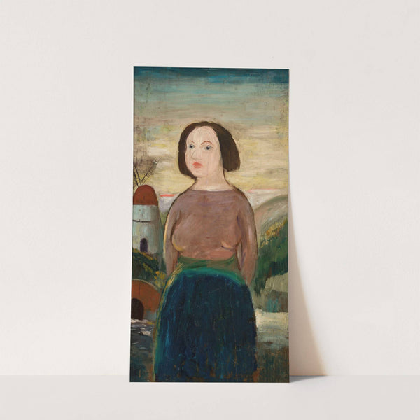 Girl against the background of a landscape with a windmill by Tadeusz Makowski