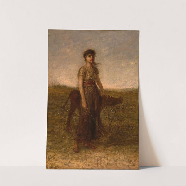 Girl and Calf (Led Through Meadows) by George Fuller