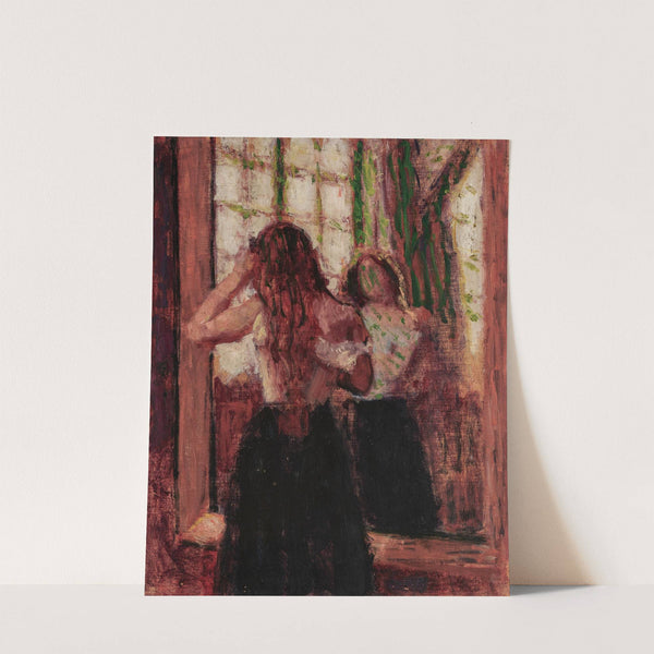 Girl arranging her hair in front of a mirror (circa 1909-10) by Roderic O'''Conor