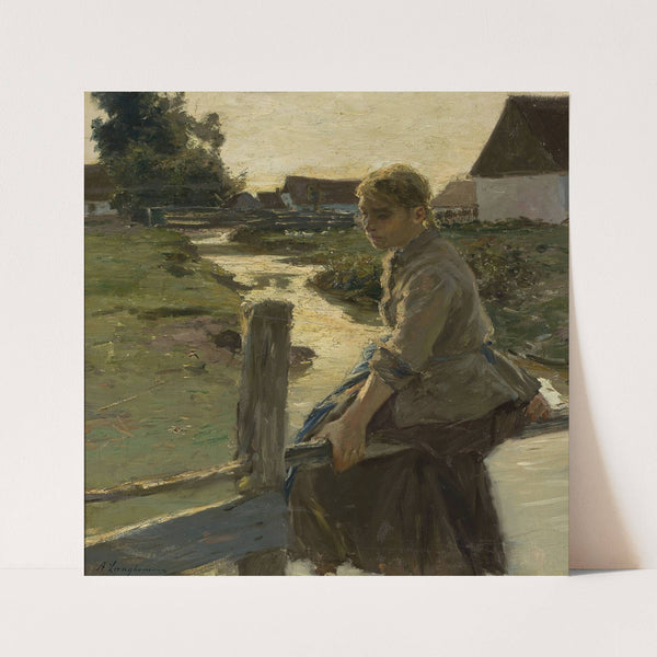 Girl at a creek by Arthur Langhammer
