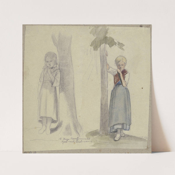 Girl at the tree (1860) by Hugo Kauffmann