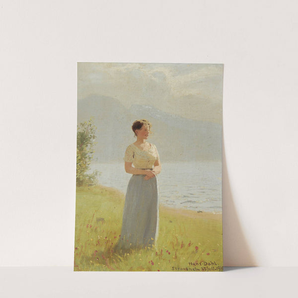 Girl Beside A Fjord (1910) by Hans Dahl