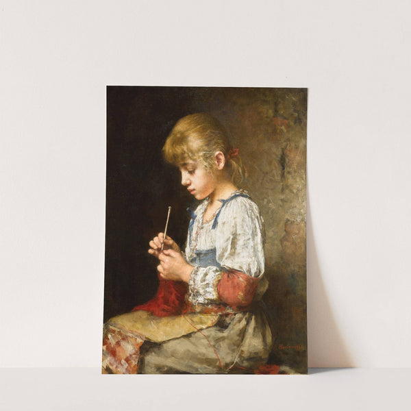 Girl Crocheting by Alexei Harlamoff