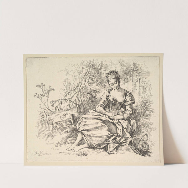 Girl in a Landscape with a Basket of Flowers by François Boucher