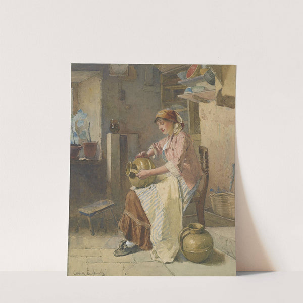 Girl in kitchen by Carlton Alfred Smith