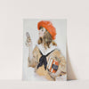 Girl in Red Beret Looking into Compact Mirror by Paul Stahr