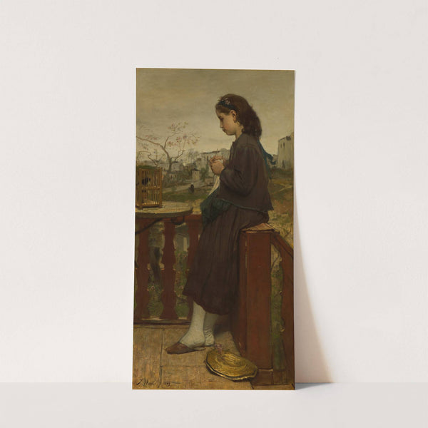 Girl knitting on a balcony, Montmartre by Jacob Maris