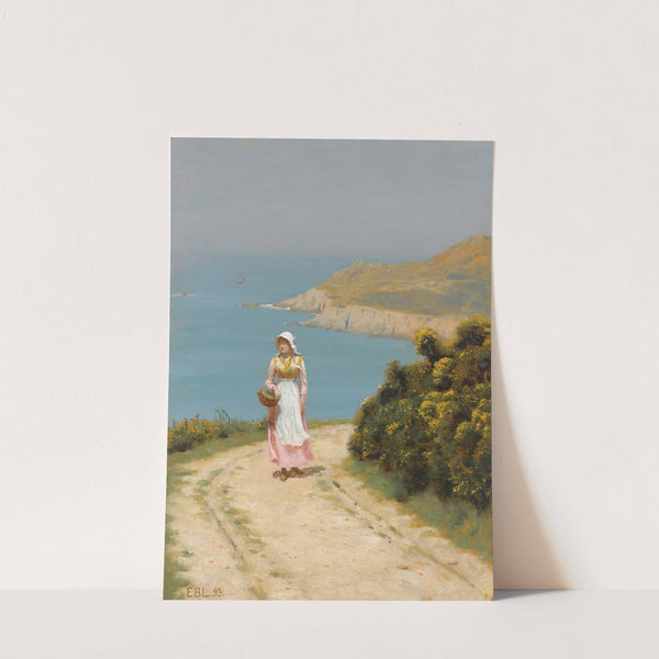 Girl On A Coastal Path by Edmund Blair Leighton