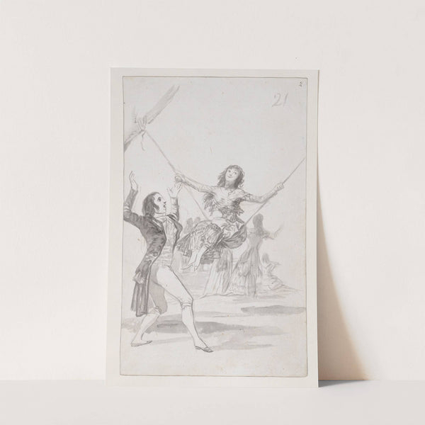 Girl on a swing, a man with his arms raised (1795–1797) by Francisco de Goya