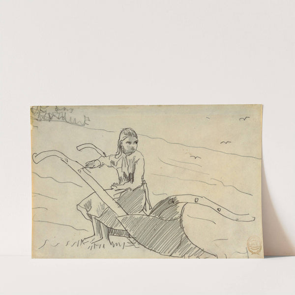 Girl Seated on a Plow by Winslow Homer