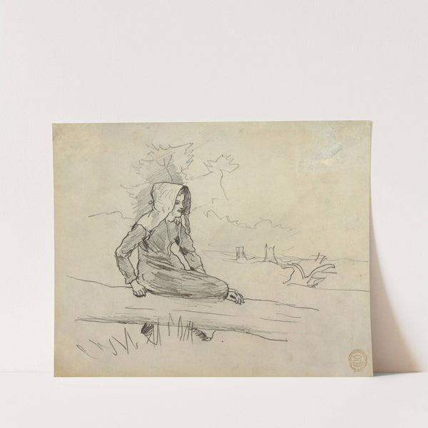 Girl Seated on a Tree Trunk by Winslow Homer