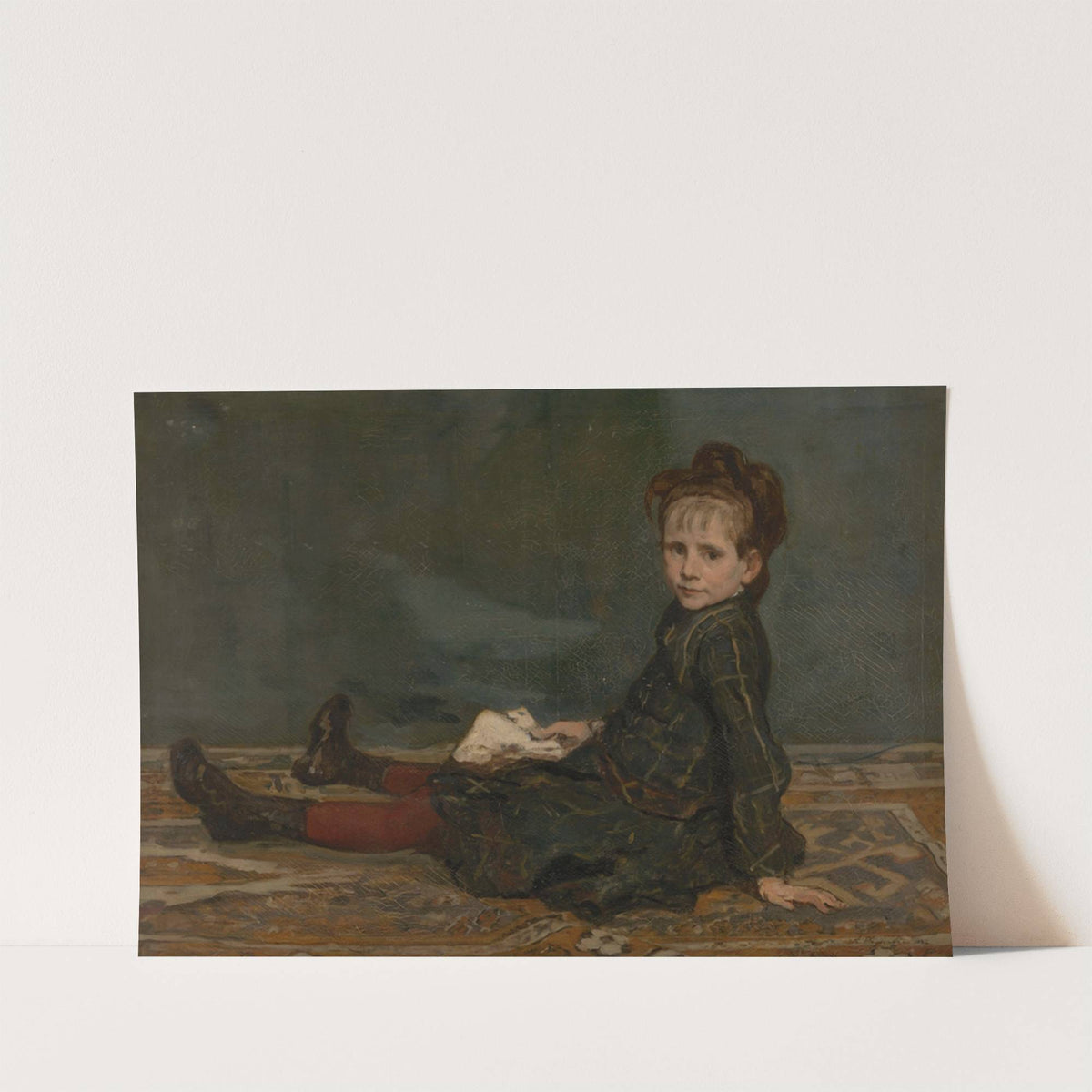 Girl sitting on a carpet (1882) by Alfred Cluysenaar