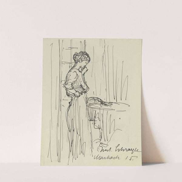 Girl, standing, contemplating by Gustav Schraegle