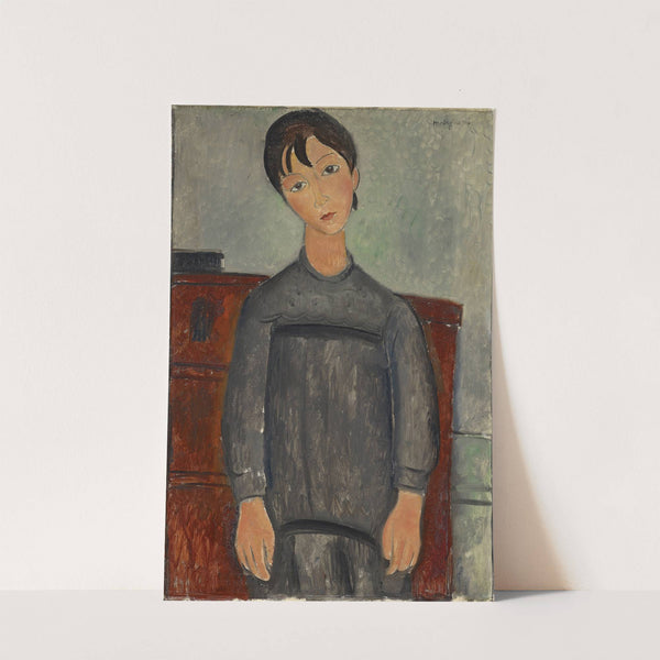 Girl Standing In Black Pinafore (1918) by Amedeo Modigliani