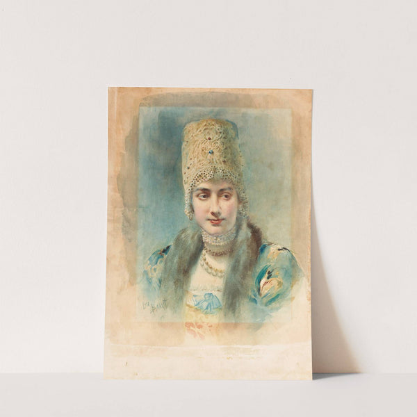 Girl Wearing a Kokoshnik and Pearl Choker (1890) by Léon Bakst