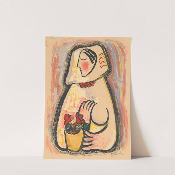 Girl with a basket of flowers by Mikuláš Galanda