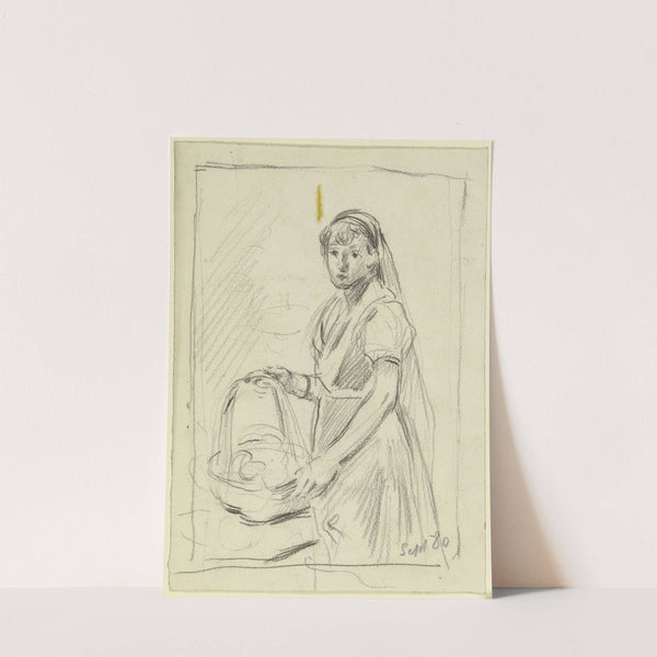 Girl with a basket by Otto Scholderer