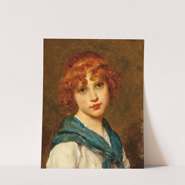 Girl with a blue scarf (1882) by Eugen von Blaas