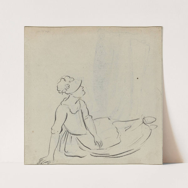 Girl with a Bonnet Reclining (verso) by Paul Sandby