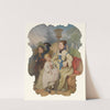 Girl With A Fan And Two Children In Elegant Dress by Continental School