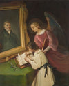 Girl with a Guardian angel, Writing in front of a Painting (Portrait of the Founder Ph. Merian) (1826 - 1827)