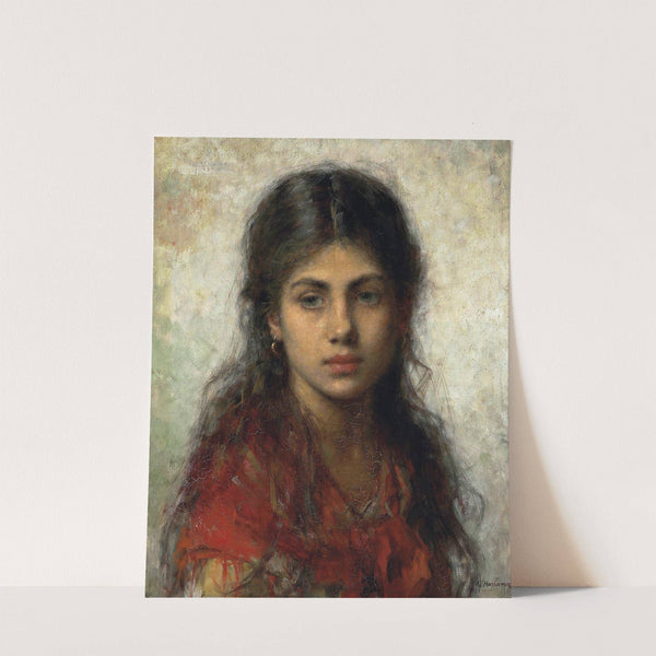 Girl With A Red Shawl by Alexei Harlamoff