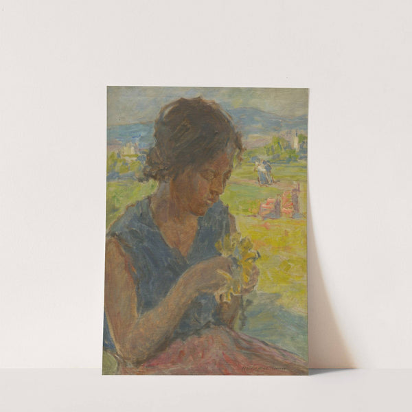 Girl with a sunflower by Elemír Halász-Hradil