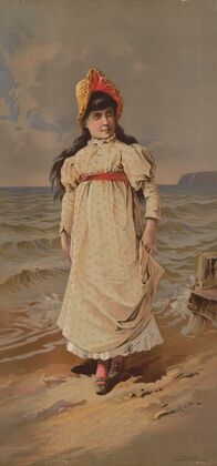 Girl with dark brown hair standing on the beach (1888)