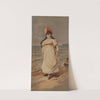 Girl with dark brown hair standing on the beach (1888) by Henderson-Achert Litho. Co.