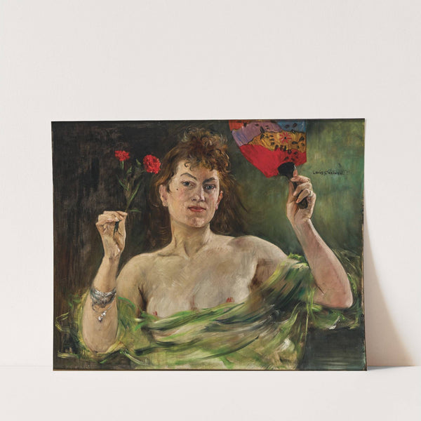 Girl with fan and carnations (1897) by Lovis Corinth